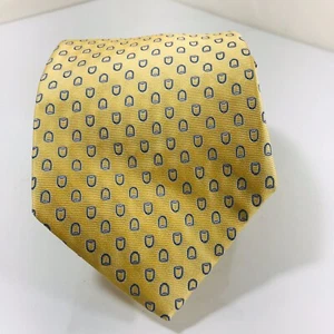 Cravatta uomo Brooks Brothers 346 pura seta giallo blu logo 58" USA NUOVA CON ETICHETTE vecchio magazzino - Foto 1 di 3