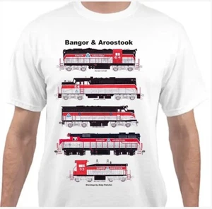 Camiseta Bangor & Aroostook Rojo y Gris Locomotoras Ferrocarril por Andy Fletcher - Imagen 1 de 1