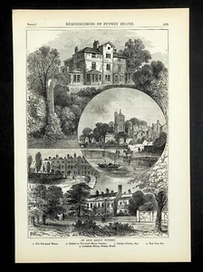 Red Lion Putney Church Heath Grantham House Druck London Geschichte & Orte 1878 - Bild 1 von 2