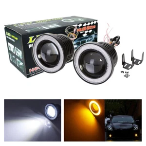 2x 3inch 3200LUM LED Projector Fog Lights Round Amber Angel Eyes Halo Ring Car - Bild 1 von 12