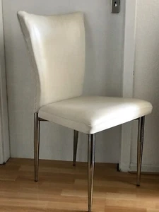 Esszimmer Tisch schöne Stühle Echtleder Cremeweiss weiss Alu 6 Stück sehr bequem - Bild 1 von 1
