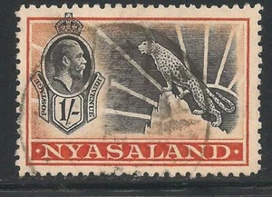 Protectorado de Nyasalandia. #46 (A5) en muy buen estado usado - 1934-35 1sh Rey Jorge V y Leopardo - Imagen 1 de 1