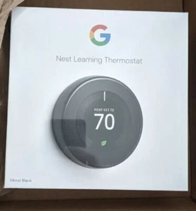 Google Nest 3rd Generation Smart WiFi Thermostat - Mirror Black T3018US - Picture 1 of 4