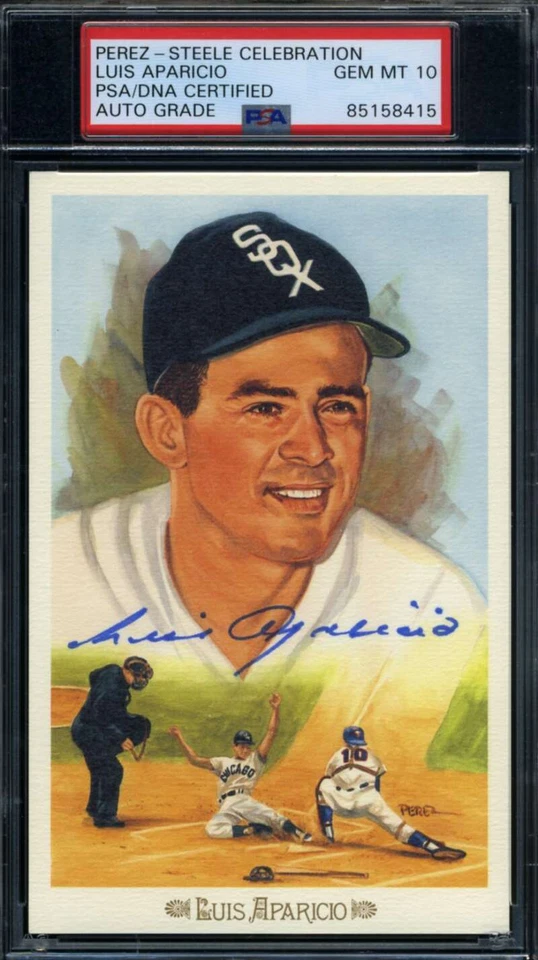Luis Aparicio Gem Mint 10 PSA DNA Signed Perez Steele Celebration Postcard  - Image 1 of 1
