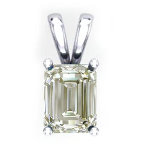 4.01 Ct Vvs1:Emeraeld Near Off White Moissanite Diamond Solitaire Silver Pendant - Picture 1 of 2