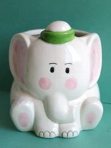 NAPCO White Elephant w/Green Hat Ceramic Planter Import Taiwan - Picture 1 of 12