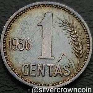 Lithuania 1 Centas 1936. KM#79. One Cent coin. One year issue. Horserider.  - Picture 1 of 7