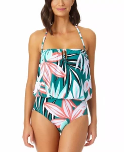 Anne Cole Women's Keyhole Zesty Tropical Blouson One-Piece Swimsuit Size 12 - Picture 1 of 3