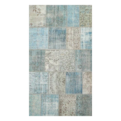 6'x9' Hand Knotted Flat Weave Wool Turkish Patchwork Oriental Area Rug Blue 6x9 - Image 1 of 4