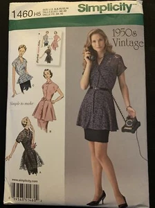 SIMPLICITY 1460 MISSES Retro PEPLUM TUNIC Pattern Misses Size 6 8 10 12 14 - Picture 1 of 2