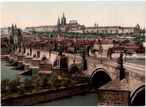 Prag.Tschechien.Karlsbrücke I & Hradschin.Foto Photochrom.Photochrom.P.Z. - Bild 1 von 1