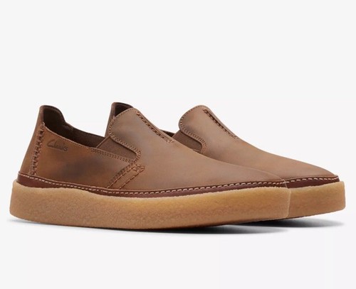 Scarpe mocassino Clarks Oakpark Step da uomo in pelle cera d'api taglia UK 9 G EUR 43