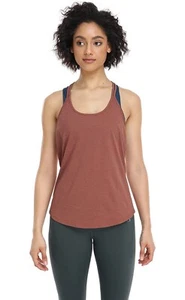 Icyzone Workout T-Back Tank Top For Yoga Running Size Large Brick Rose NEW - Picture 1 of 4