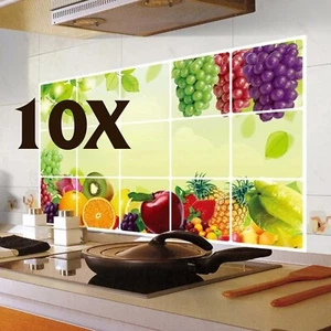 10X Fruit Pattern Kitchen Wall Paper Foil Aluminum Sticker Oil Proof Decoration - Picture 1 of 5