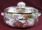 Mccoy Ceramic Covered Serving Bowl, Glazed, Gold, Purple, Break On Lid, Lh1