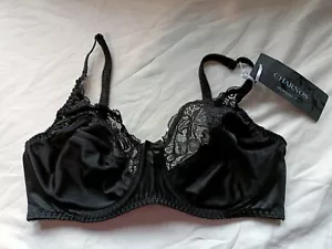 Charnos Superfit 131 Underwired Full Cup Lace Satin Bra 32D Black New with tags - Picture 1 of 3
