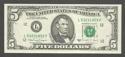 United States of America 5 Dollars 1988A; UNC; F-1980L; Lincoln; San Francisco - Image 1 of 2