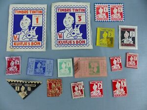 TINTIN lot de 17 timbres points différents KUIFJE'S BON PUNTEN années 60 70 F