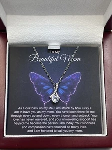To My Beautiful Mom Necklace Mother’s Day Gift w/ Mahogany Box🩷 - Picture 1 of 7