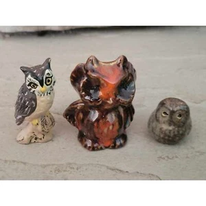 Vintage Eule Lot von 3 Figuren 1" wie besehen J2 - Bild 1 von 4