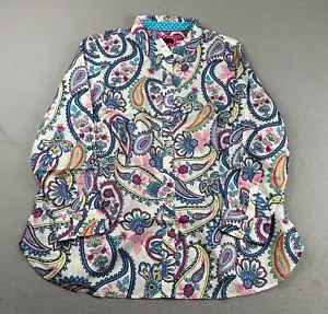 Talbots Shirt Womens 2X Blue Pink Paisley Button Up Long Sleeves Top NWT - Picture 1 of 10