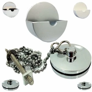 CHROME PLUG 38mm/44mm CHAIN/TIDY Sink/Basin/Bath Bathroom Kitchen SMALL/LARGE - Picture 1 of 7