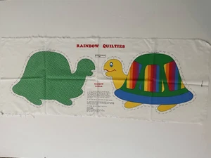 Rainbow Quilties General Greetings vintage fabric panel Turtle cotton Uncut - Picture 1 of 6