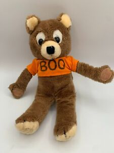 Vintage 1980 R. Dakin Peek A BOO  Bear Stuffed Plush 14" Orange shirt sticky paw