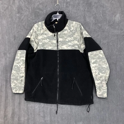 Jaqueta camuflada de lã Polartec masculina grande clima frio zíper completo preta exército dos EUA  - Imagem 1 de 4