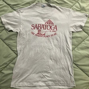 Vintage 1987 Saratoga Race Course The August Place To Be Youth T-Shirt Size L - Picture 1 of 9