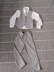 Boys' 4-Piece Suit Set, Gray And White, Size 6, - Picture 1 of 11