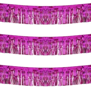 Guirnalda gruesa de flecos de lámina fucsia de 10 pies por 15 pulgadas - Paquete de 3 | Shiny Me... - Imagen 1 de 9