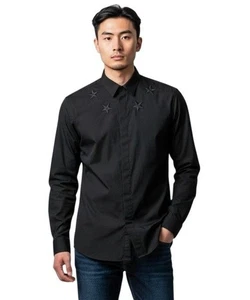 Givenchy Black Embroidered Stars Shirt - Size 15.5 Collar - Picture 1 of 9
