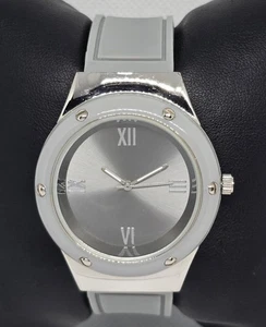 Women's MSPCI Silver Tone Roman Numeral Grey Silicone Strap Fashion Watch 09 - Picture 1 of 9