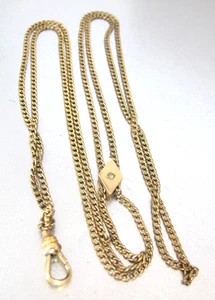Antique Victorian Gold Filled Diamond Slide Watch Chain Necklace - Picture 1 of 10