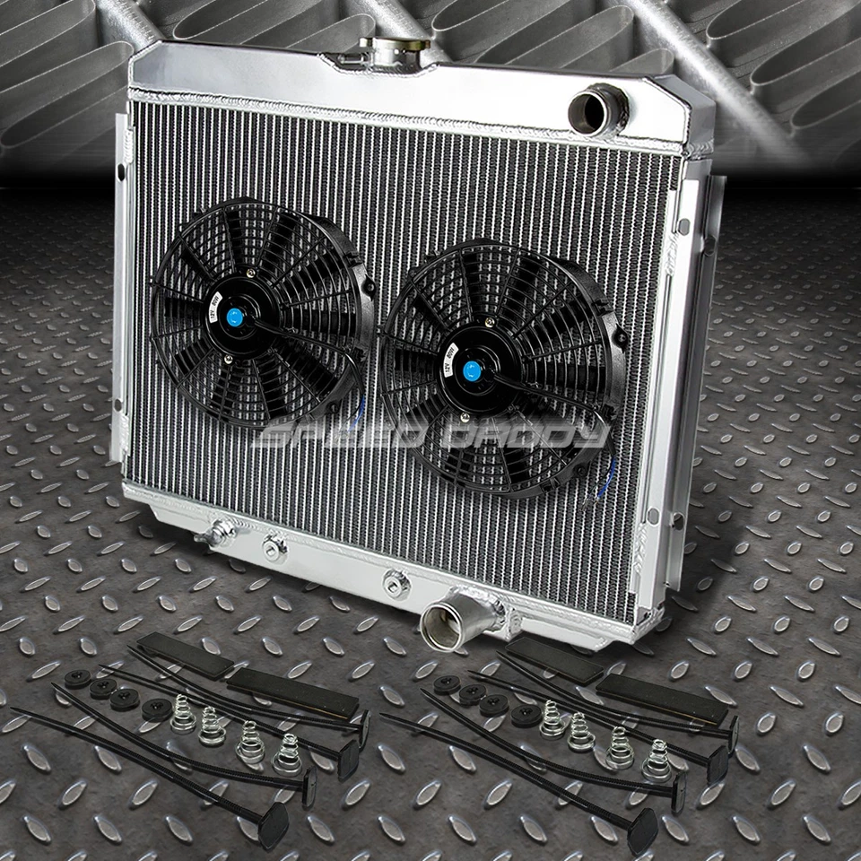 3-ROW ALUMINUM RADIATOR+2X 9" FAN BLACK FOR 67-70 FORD MUSTANG/COUGAR XR-7 V8 — 第 1/4 张图片