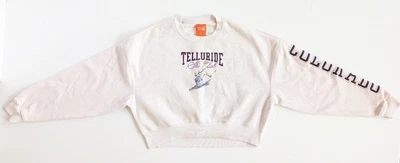 Sudadera Recortada Telluride Colorado Rosa Adulto XS Acogedora Ropa de Salón Club de Esquí Foto 1 de 4