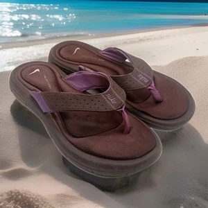 Nike Ultra Comfort Footbed Women's Flip Flop Thong Sandals Brown/Purple Size 8 - Picture 1 of 8