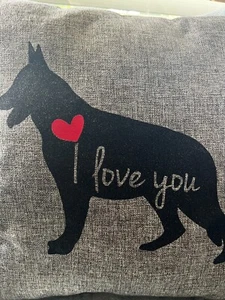 German Shepard Pillow Cover I Love You Heart Dog - Picture 1 of 4