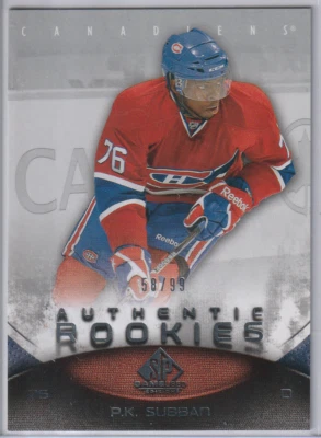 P.K. Subban 2010-11 SP Game Used Authentic Rookies #/99 - Image 1 of 2