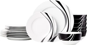18-Piece Kitchen Dinnerware Set, Plates, Dishes, Bowls, Service for 6, Swirl - Picture 1 of 8