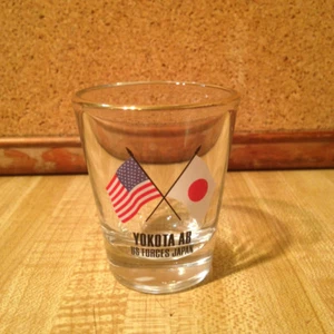 Rare Vintage! Yokota AB, Japan US Airforce Souvenir Gold Rimmed Shot Glass-Mint - Picture 1 of 4