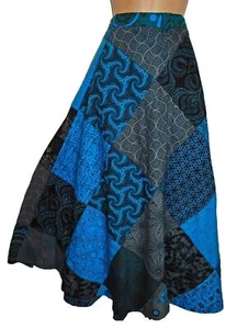 New Fair Trade Patchwork Cotton Wrap Skirt 16 18 20 22 24 26 28 30 32 PLUS SIZE - Picture 1 of 4