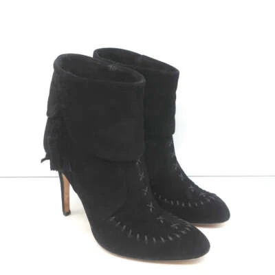 Manolo Blahnik Botines Borla Negro Gamuza Talla 37 Botines Tacón Alto Foto 1 de 4