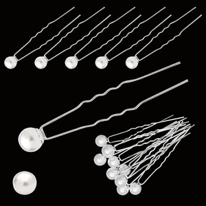 Pearl Head Hair Pin Bridal Bridesmaid Wedding Hair Clip U Pin for Women Girls - Picture 1 of 12