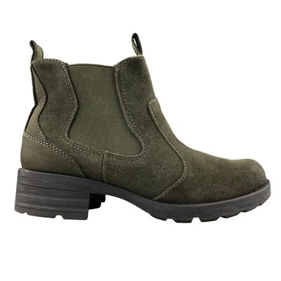 Botas de tornozelo femininas Earth Origins tamanho 5.5 Roxana couro verde camurça Chelsea - Imagem 1 de 4