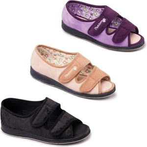 Padders LYDIA Ladies Microsuede Extra Wide (2E) Touch Fastening Sandal Slippers