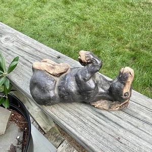 8" Ceramic Pottery Art Sculpture of Playful Fallen Rolling Brown Horse - Picture 1 of 9