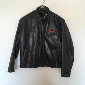 VTG Schott NYC Harley Davidson Black Leather Motorcycle Jacket Mens Sz 48 Lined - Imagen 1 de 22
