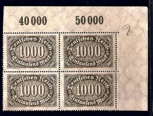 GERMANY Weimar 1923 Inflation 1000 Mark postage stamps sheet corner block F MNH - Picture 1 of 1